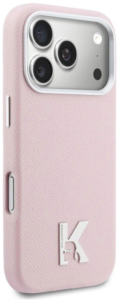 Karl Lagerfeld dėklas, skirtas IPHONE 17 Pro Max, suderinamas su MagSafe KLHMP17X5PGFKHGP (PU FW W/ KHead logotipu), rožinis