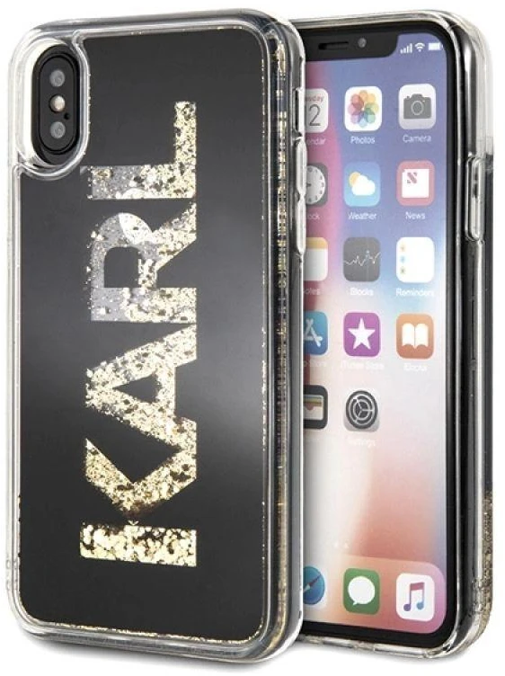 Dėklas Karl Lagerfeld Karl Logo Glitter iPhone X/Xs Case - Juodas