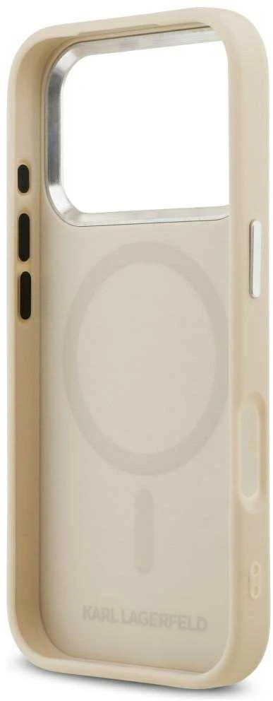Karl Lagerfeld Karl Pin MagSafe dėklas skirtas Apple iPhone 17 Pro rusvai gelsvas