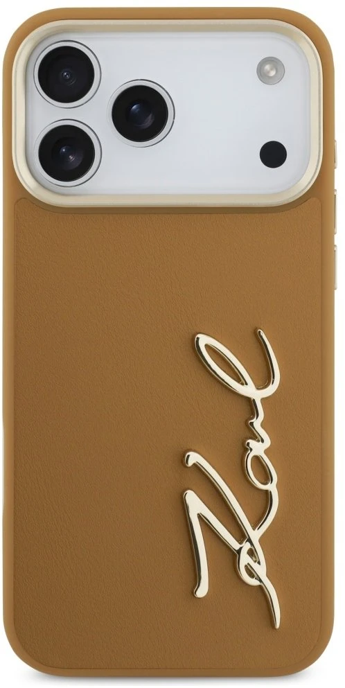 Karl Lagerfeld Karl Script Logo dėklas skirtas Apple iPhone 17 Pro Max rudos spalvos
