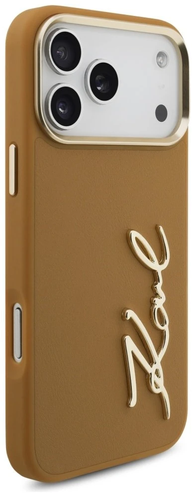 Karl Lagerfeld Karl Script Logo dėklas skirtas Apple iPhone 17 Pro Max rudos spalvos