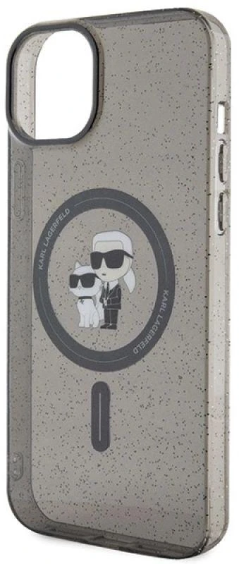 Karl Lagerfeld KLHMP15SHGKCNOK Apple iPhone 15/ 14 / 13 6.1″ juodos spalvos kietas dėklas Karl&Choupette Glitter