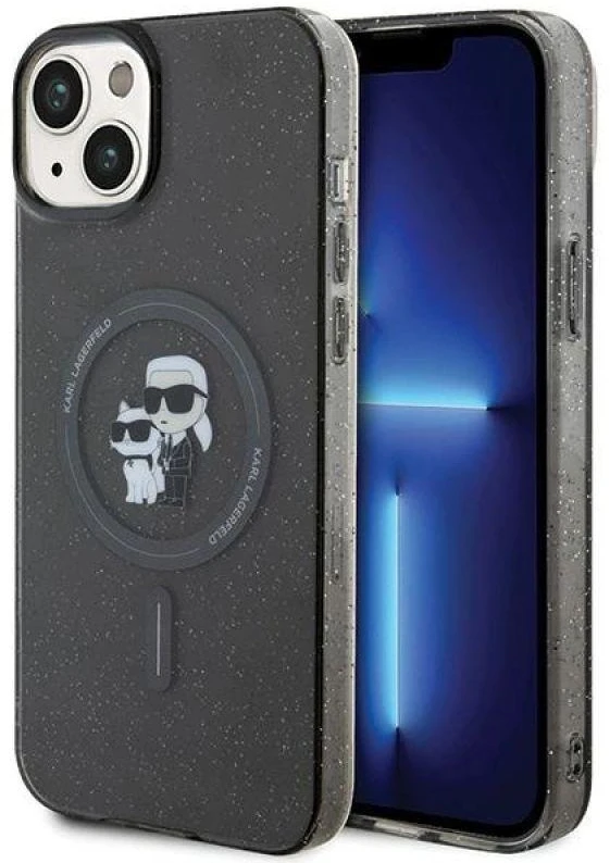 Karl Lagerfeld KLHMP15MHGKCNOK iPhone 15 Plus / 14 Plus 6.7″ juodos spalvos kietas dėklas Karl&Choupette Gli