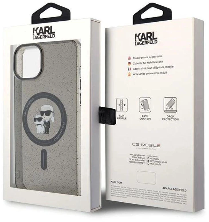 Karl Lagerfeld KLHMP15MHGKCNOK iPhone 15 Plus / 14 Plus 6.7″ juodos spalvos kietas dėklas Karl&Choupette Gli