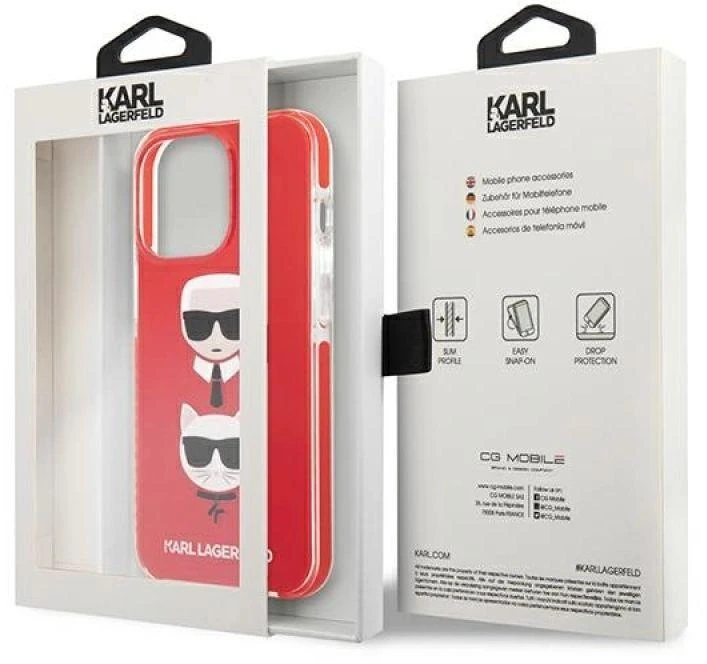 Karl Lagerfeld KLHCP13LTPE2TR Apple iPhone 13 Pro / 13 6,1″ kietas dėklas red Karl&Choupette Head