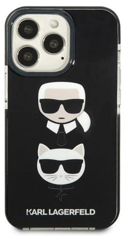 Karl Lagerfeld KLHCP13LTPE2TK Apple iPhone 13 Pro / 13 6,1″ kietas dėklas juodos spalvos Karl&Choupette Head