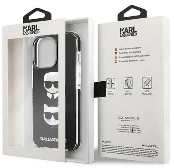 Karl Lagerfeld KLHCP13XTPE2TK Apple iPhone 13 Pro Max 6,7″ kietas dėklas juodos spalvos Karl&Choupette Head