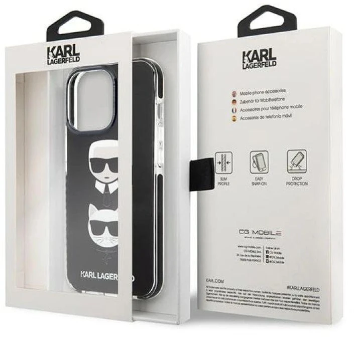 Karl Lagerfeld KLHCP13LTPE2TK Apple iPhone 13 Pro / 13 6,1″ kietas dėklas juodos spalvos Karl&Choupette Head
