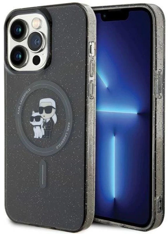 Karl Lagerfeld dėklas iPhone 15 Pro Max 6,7 KLHMP15XHGKCNOK juodas HC Magsafe IML KC Glitter