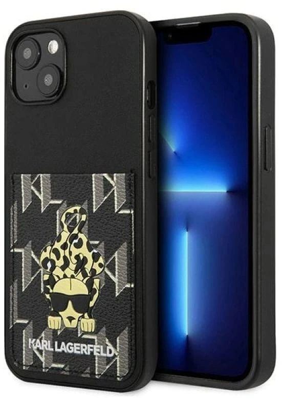 Karl Lagerfeld KLHCP13MCANCNK Apple iPhone 13/ 14 / 15 6,1″ kietas dėklas juodos spalvos Karlimals Cardslot