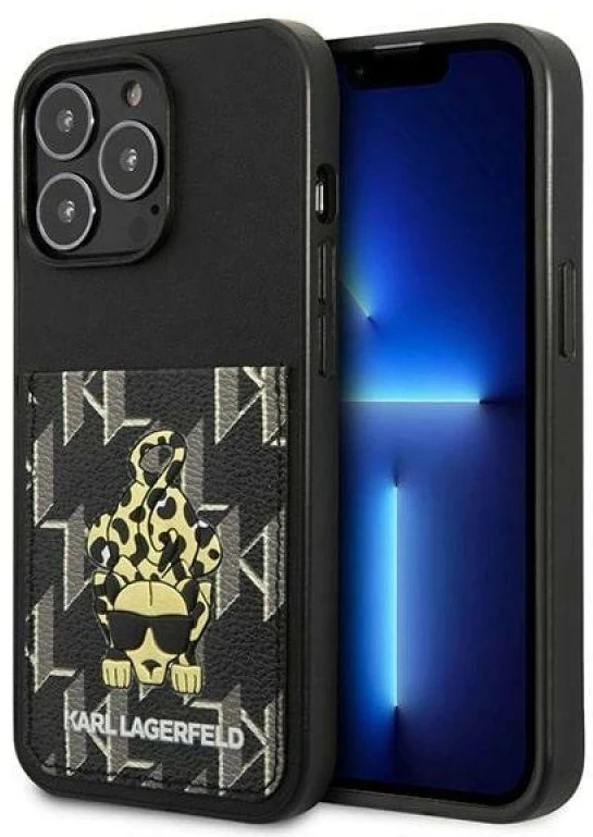Karl Lagerfeld KLHCP13LCANCNK Apple iPhone 13 Pro / 13 6,1″ kietas dėklas juodos spalvos Karlimals Cardslot