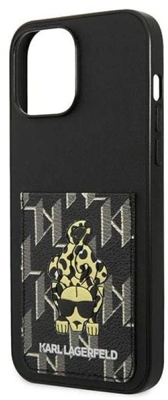 Karl Lagerfeld KLHCP13XCANCNK Apple iPhone 13 Pro Max 6,7″ kietas dėklas juodos spalvos Karlimals Cardslot