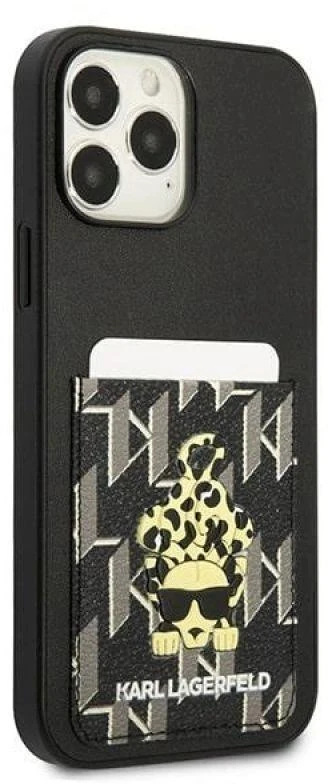 Karl Lagerfeld KLHCP13XCANCNK Apple iPhone 13 Pro Max 6,7″ kietas dėklas juodos spalvos Karlimals Cardslot