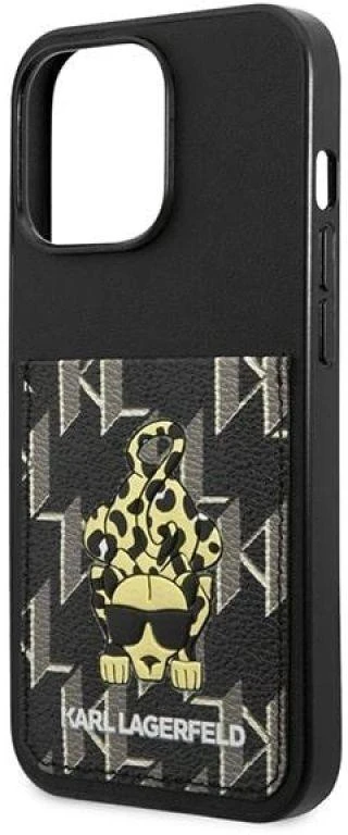 Karl Lagerfeld KLHCP13LCANCNK Apple iPhone 13 Pro / 13 6,1″ kietas dėklas juodos spalvos Karlimals Cardslot