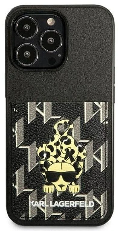 Karl Lagerfeld KLHCP13LCANCNK Apple iPhone 13 Pro / 13 6,1″ kietas dėklas juodos spalvos Karlimals Cardslot