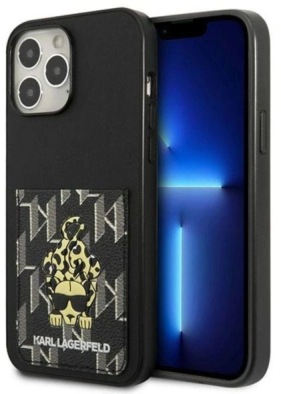Karl Lagerfeld KLHCP13XCANCNK Apple iPhone 13 Pro Max 6,7″ kietas dėklas juodos spalvos Karlimals Cardslot