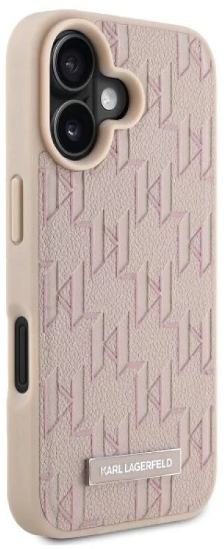 Karl Lagerfeld KLHMP16SPKHPORPP Apple iPhone 16 6.1″ rožinės spalvos kietas dėklas Hot Stamp Magsafe