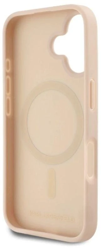 Karl Lagerfeld KLHMP16SPKHPORPP Apple iPhone 16 6.1″ rožinės spalvos kietas dėklas Hot Stamp Magsafe