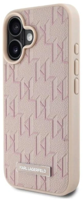 Karl Lagerfeld KLHMP16SPKHPORPP Apple iPhone 16 6.1″ rožinės spalvos kietas dėklas Hot Stamp Magsafe