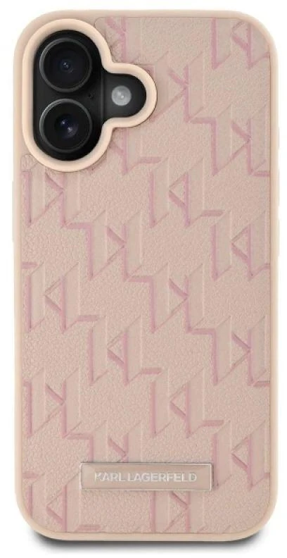 Karl Lagerfeld KLHMP16SPKHPORPP Apple iPhone 16 6.1″ rožinės spalvos kietas dėklas Hot Stamp Magsafe