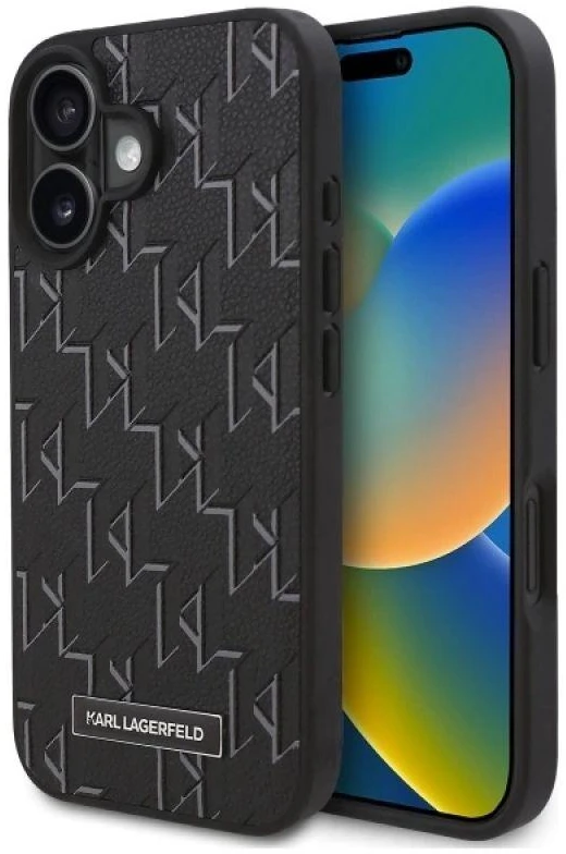 Karl Lagerfeld KLHMP16MPKHPORPK Apple iPhone16 Plus 6.7″ juodos spalvos kietas dėklas Hot Stamp Magsafe