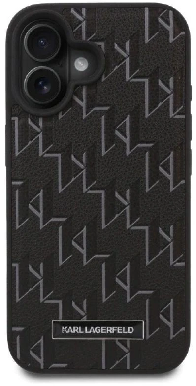 Karl Lagerfeld KLHMP16MPKHPORPK Apple iPhone16 Plus 6.7″ juodos spalvos kietas dėklas Hot Stamp Magsafe