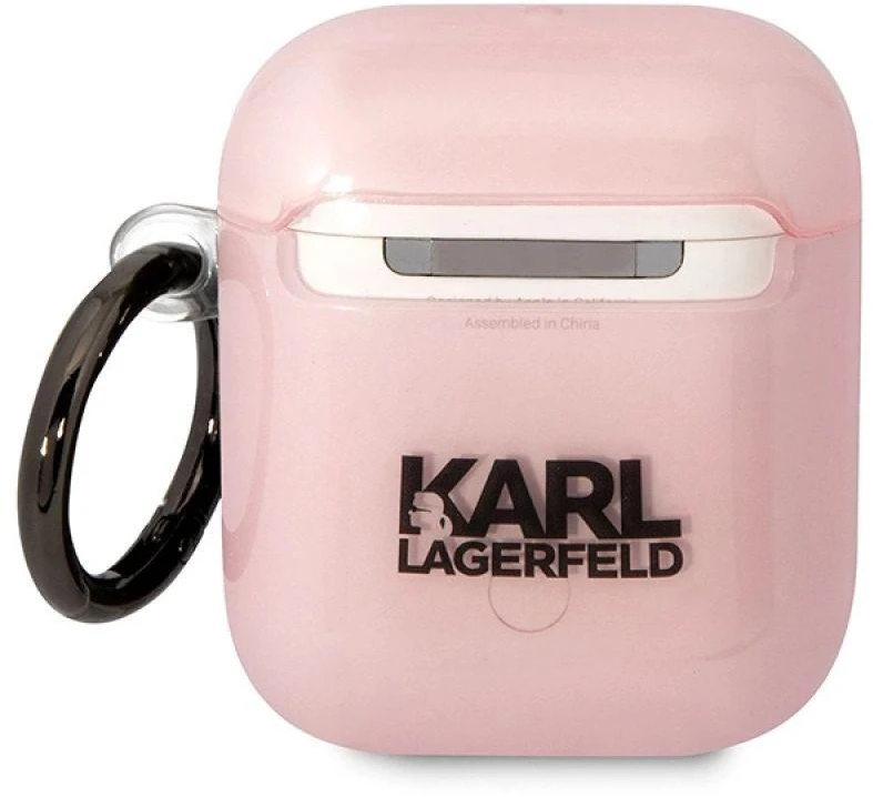 Karl Lagerfeld KLA2HNCHTCP Airpods 1/2 dėklas rožinės spalvos Ikonik Choupette