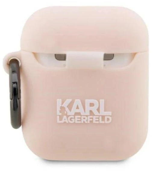 Karl Lagerfeld KLA2RUNCHP AirPods 1/2 dėklas rožinis/rožinis Silikoninis Choupette Head 3D