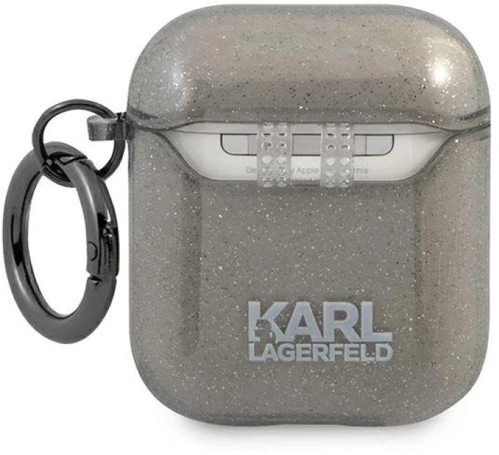 Karl Lagerfeld KLA2UCHGK AirPods dėklas juodos spalvos Glitter Choupette