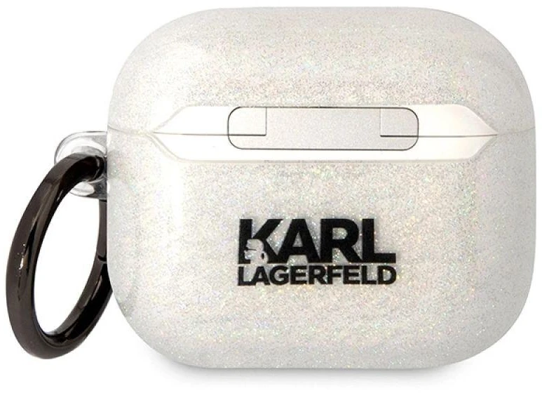 Karl Lagerfeld KLA3HNKCTGT Airpods 3 dėklas permatomas su blizgučiais Karl&Choupette