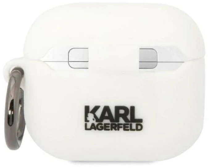 Karl Lagerfeld KLA3RUNIKH AirPods 3 dėklas, baltas, silikoninis, su 3D Karl galva