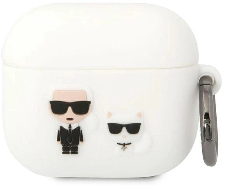 Karl Lagerfeld KLACA3SILKCW AirPods 3 dėklas baltos spalvos silikoninis Karl & Choupette