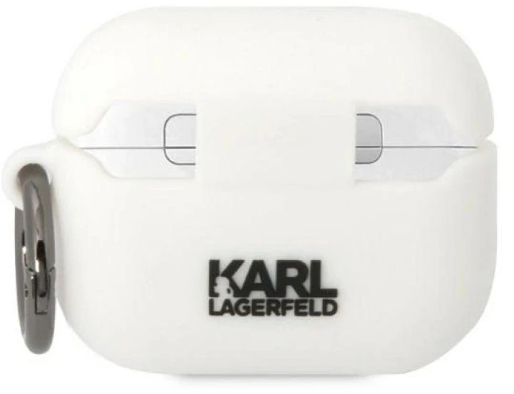 Dėklas Karl Lagerfeld KLACAPSILKCW AirPods Proc over baltos spalvos Silicone Karl & Choupette