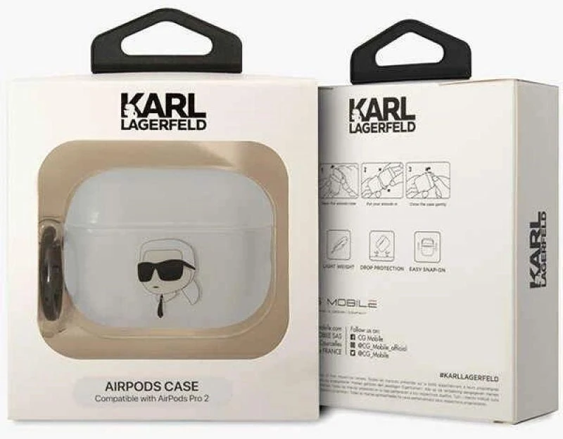 Karl Lagerfeld KLAP2HNIKTCT Airpods Pro 2 (2022/2023) dėklas skaidrus Ikonik Karl Lagerfeld