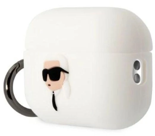 Karl Lagerfeld KLAP2RUNIKH AirPods Pro 2 apsauginis dėklas balta/balta Silikoninis Karl Head 3D
