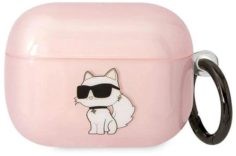 Karl Lagerfeld KLAPHNCHTCP Airpods Pro dėklas rožinės spalvos Ikonik Choupette