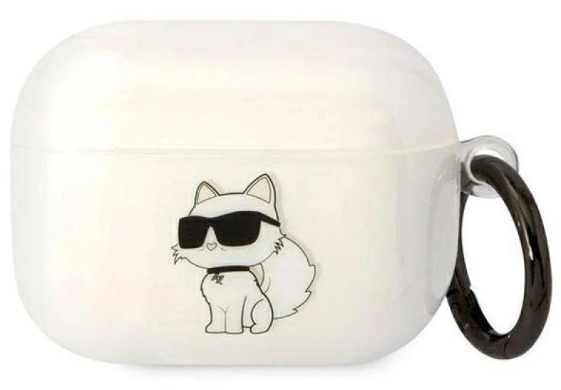 Dėklas Karl Lagerfeld Karlo Lagerfeldo etapai, skirti Airpods Pro KLAPHNCHTCT baltai Ikonik Choupette
