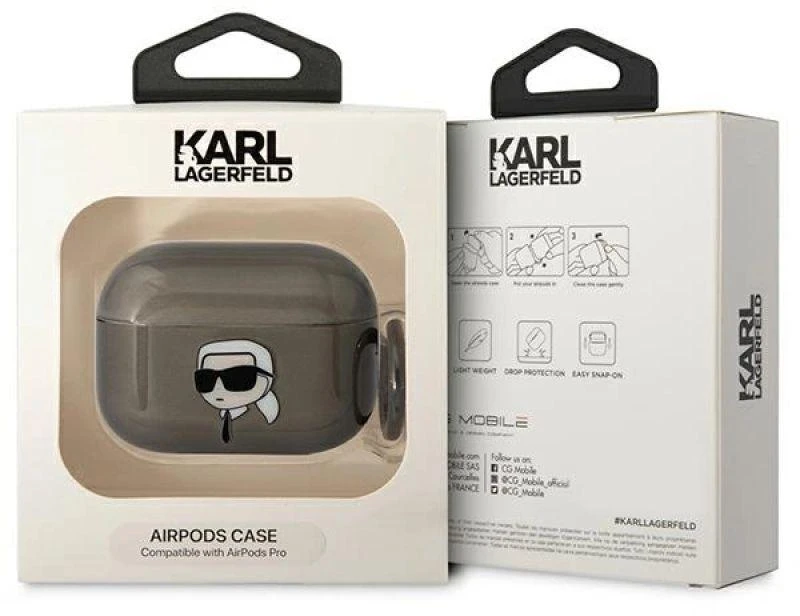 Karl Lagerfeld KLAPHNIKTCK AirPods Pro dėklas juodos spalvos Karl`s Head