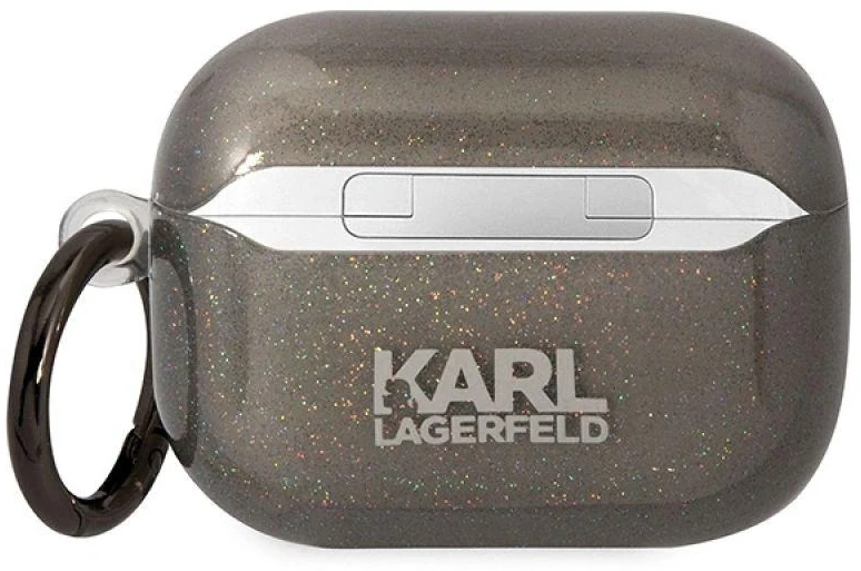 Karl Lagerfeld KLAPHNKCTGK Airpods Pro dėklas juodos spalvos Glitter Karl&Choupette