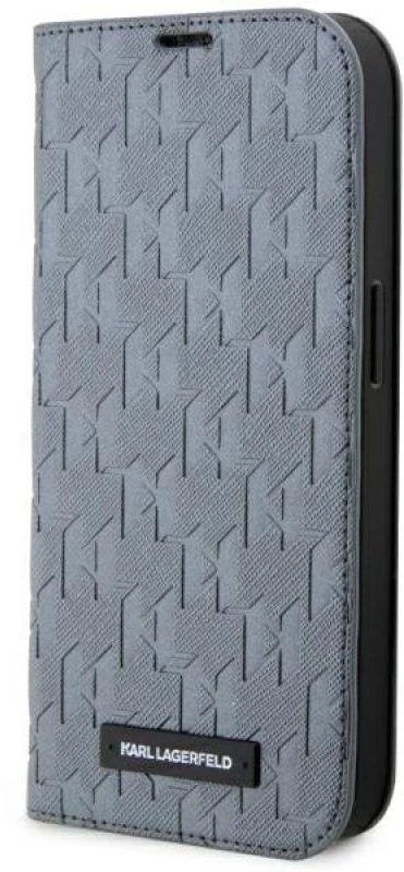 Karl Lagerfeld KLBKP14LSAKLHPG Apple iPhone 14Pro 6.1″ bookdėklas sidabrinis Saffiano Monogram