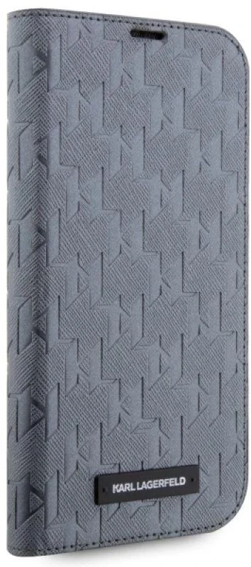 Karl Lagerfeld KLBKP14LSAKLHPG Apple iPhone 14Pro 6.1″ bookdėklas sidabrinis Saffiano Monogram