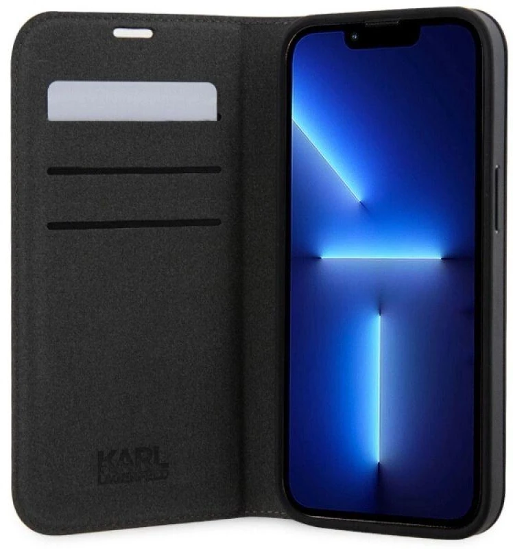 Dėklas Karl Lagerfeld KLBKP14LSAKLPK IPHONE 14 PRO 6.1 "BOOKCASE Juodas/Juodas SAFFIANO MONOGRAM