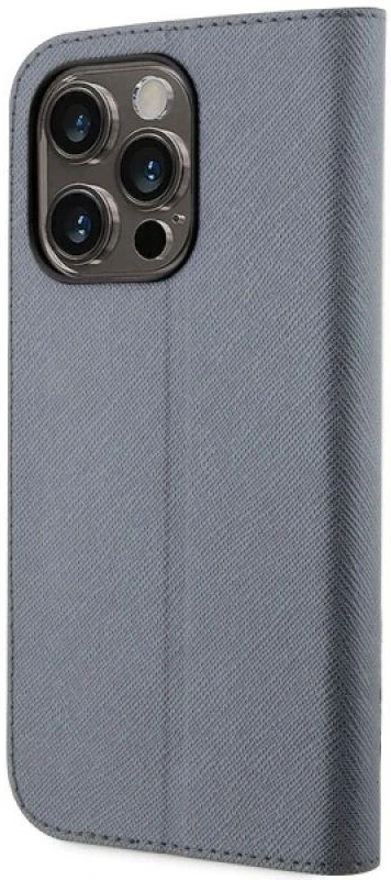 Karl Lagerfeld KLBKP14LSANKCPG Apple iPhone 14 Pro 6.1″ bookdėklas sidabrinis Saffiano Karl & Choupette
