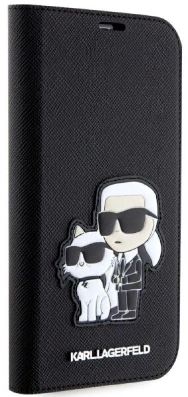 Dėklas Karl Lagerfeld KLBKP14LSANKCPK IPHONE 14 PRO 6.1 "BOOKCASE Juodas/Juodas SAFFIANO KARL & CHOUPETTE