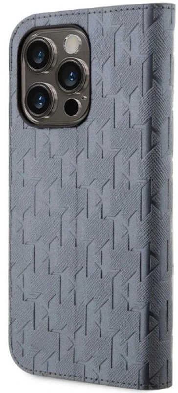 Karl Lagerfeld KLBKP14XSAKLHPG Apple iPhone 14 Pro Max 6.7″ bookdėklas sidabrinis Saffiano Monogram
