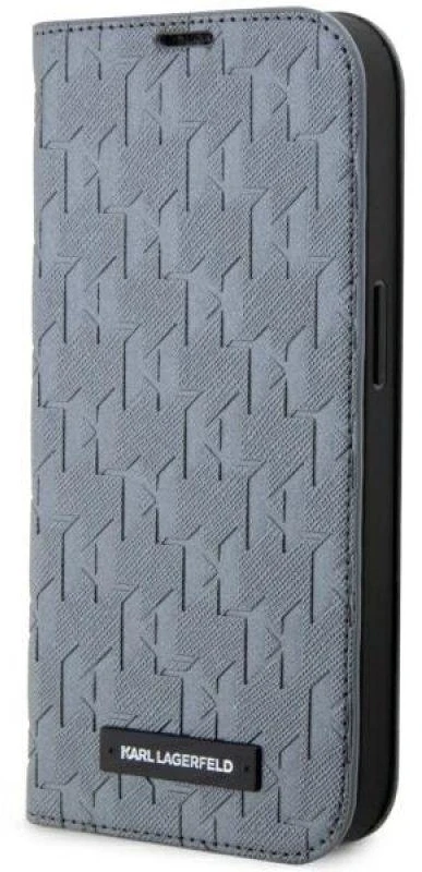 Karl Lagerfeld KLBKP14XSAKLHPG Apple iPhone 14 Pro Max 6.7″ bookdėklas sidabrinis Saffiano Monogram