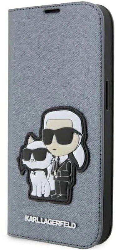 Karl Lagerfeld KLBKP14XSANKCPG Apple iPhone 14 Pro Max 6.7″ bookdėklas sidabrinis Saffiano Karl & Choupet