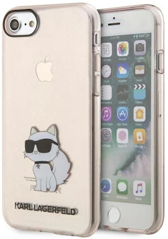 Karl Lagerfeld KLHCI8HNCHTCP Apple iPhone 7/8/SE 2020 / SE 2022 rožinės spalvos kietas dėklas Ikonik Choupette
