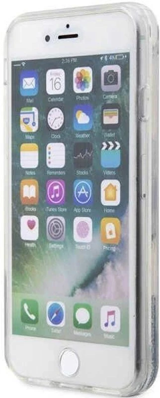 Karl Lagerfeld dėklas, skirtas iPhone 7 / 8 / SE KLHCI8LNCHCS sidabrinis HC skystas blizgus NFT Choupette galvutė