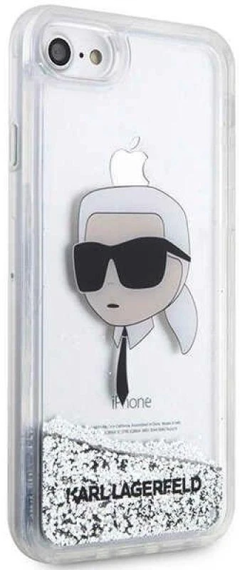 Karl Lagerfeld KLHCI8LNKHCH Apple iPhone 7/8/SE 2020 / SE 2022 sidabrinis kietas dėklas Glitter Karl Head